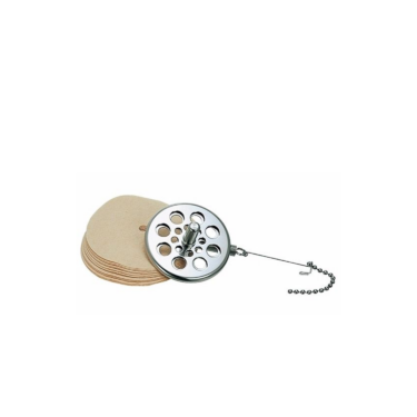 Adaptador para cifão em metal e filtros de papel.